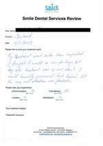Handwritten patient testimonial from Phil H. (Ireland) - Full Mouth Restoration (Smile Makeover) with bridges and implants (1st visit), 12 Nov 2015