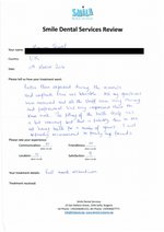 Handwritten patient testimonial from Manish T. (UK) - Full Mouth Restoration (Smile Makeover) with bridges and implants (1st visit), 11 Mar 2016