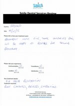 Handwritten patient testimonial from Eric R. (Ireland) - Full Mouth Restoration (Smile Makeover) with bridges and implants (1st visit), 19 Feb 2016