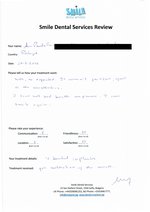 Handwritten patient testimonial from Ana V. (Portugal) - Full Mouth Restoration (Smile Makeover) with bridges and implants (2st visit), 25 Mar 2016