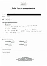 Handwritten patient testimonial from Bryan A. (UK) - Full Mouth Restoration (Smile Makeover) with bridges and implants (2st visit), 08 Jul 2016