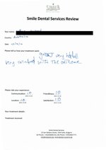 Handwritten patient testimonial from Arthur H. (Australia) - Full Mouth Restoration (Smile Makeover) with bridges and implants (2st visit), 15 Jul 2016