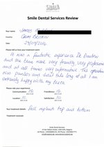 Handwritten patient testimonial from James M. (Great Britain) - , 29 Sep 2016