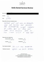 Handwritten patient testimonial from Rob A. (UK) - Full Mouth Restoration (Smile Makeover) with bridges and implants (2st visit), 02 Sep 2016