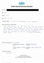Handwritten patient testimonial from Darryl C. (UK, age 49) - Full Mouth Restoration (Smile Makeover) with bridges and implants (1st visit), 26 May 2017