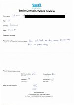 Handwritten patient testimonial from Indiana R. (Iceland, age 25) - Dental Treatment, 25 May 2017