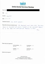 Handwritten patient testimonial from William T. (age: 62, England) - Full Mouth Restoration (Smile Makeover) with bridges and implants (1st visit), 17 Nov 2017