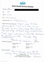 Handwritten patient testimonial from Hans N. (age: 73, USA) - Full Mouth Restoration (Smile Makeover) with bridges and implants (1st visit), 29 Aug 2017