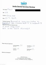 Handwritten patient testimonial from Paul N. (age: 57, England) - Full Mouth Restoration (Smile Makeover) with bridges and implants , 21 Sep 2017