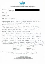 Handwritten patient testimonial from Happy B. (UK) - Full Mouth Restoration (Smile Makeover) with bridges and implants, 01 Oct 2018