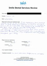 Handwritten patient testimonial from Vincent F. (UK) - Full Mouth Restoration (Smile Makeover) with bridges, crowns and implants, 04 Apr 2014
