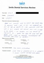 Handwritten patient testimonial from Willie M. (Ireland) - Full Mouth Restoration (Smile Makeover) with bridges, crowns and implants, 11 Jul 2014