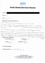 Handwritten patient testimonial from Darren L. (UK) - Full Mouth Restoration (Smile Makeover) with bridges and implants (1st visit), 24 Apr 2015
