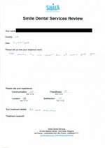 Handwritten patient testimonial from Rafal U. (UK) - Full Mouth Restoration (Smile Makeover) with bridges and implants (1st visit), 21 May 2015