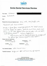 Handwritten patient testimonial from Graham R. (England) - Full Mouth Restoration (Smile Makeover) with bridges and implants (1st visit), 31 Jul 2015