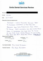 Handwritten patient testimonial from Peter G. (Ireland) - Full Mouth Restoration (Smile Makeover) with bridges and implants (1st visit), 31 Jul 2015